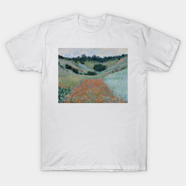 Poppy Field in a Hollow near Giverny by Claude Monet T-Shirt by Classic Art Stall